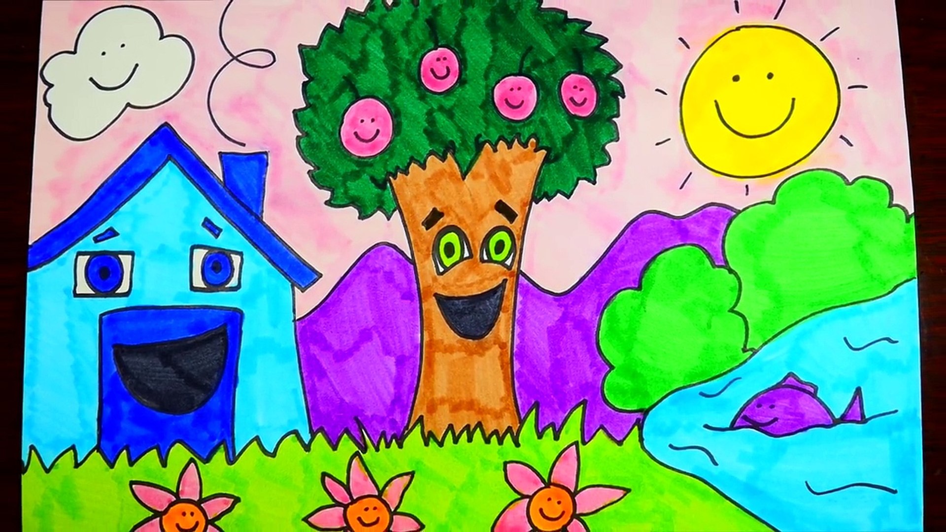 How To Draw Scenery Of Summer Season Step By Step Very Easy