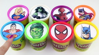 Learn Colors with Marvel and Justice League Superheroes Play Doh Cups