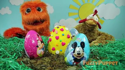 Super Giant Golden Surprise Egg - Mickey Mouse Minnie Elsa Anna Frozen // Fuzzy Puppet