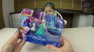 Disney Frozen MagiClip Elsa and Anna in Glitter Glider Dresses + Surprise Eggs Fashems Toy Opening