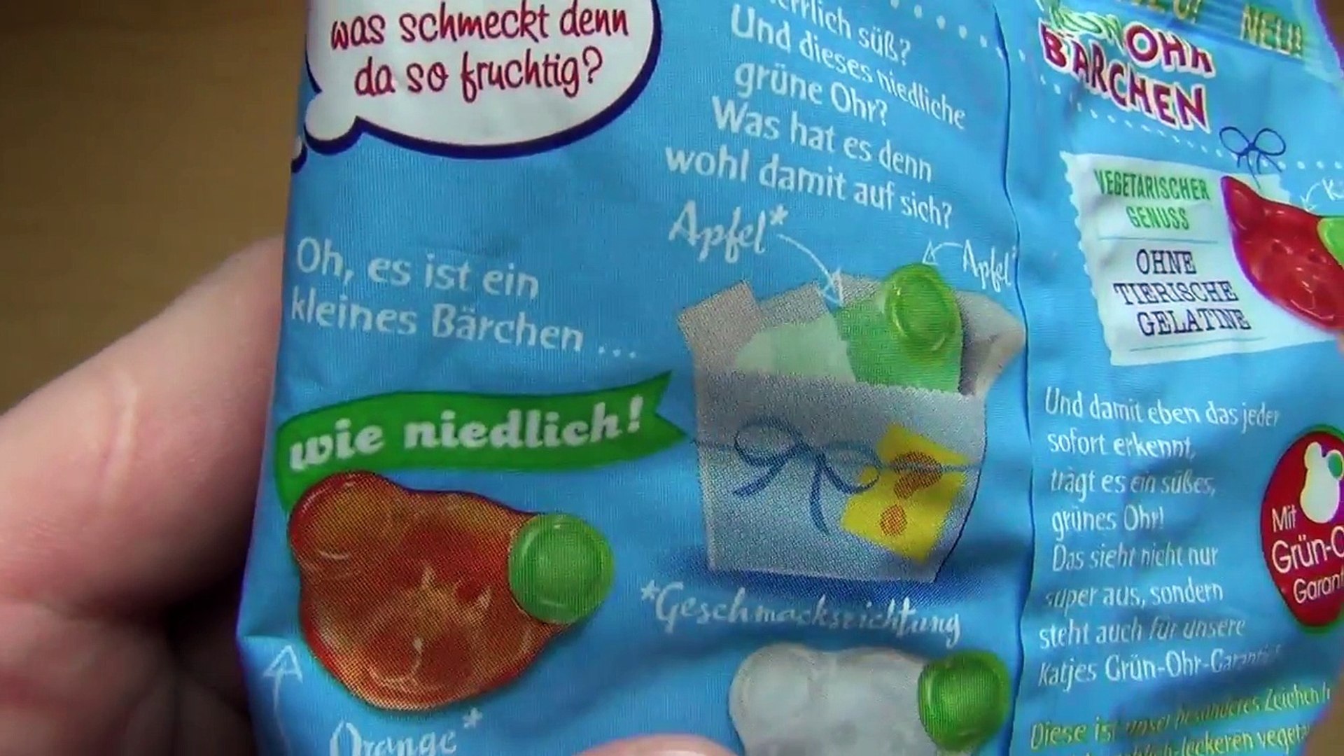 Vegetarian Gummy Bears with green Ears [Katjes Grün-Ohr Bärchen] - 動画  Dailymotion