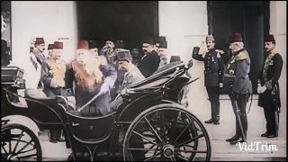 Colorful Footage of the Ottoman Sultan Welcoming the German King (WW1)