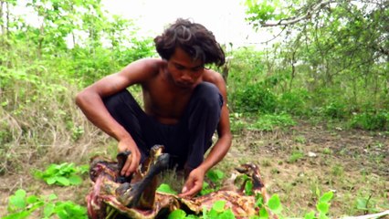 Primitive Technology - Find Goat in Forest - Grilled Goat eating delicious