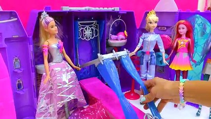 Queen Elsa Goes To Star Light Adventure Movie Barbie Galic Castle Playset