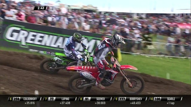 Clement Desalle passes Tim Gajser - MXGP race 2 - MXGP of Great Britain