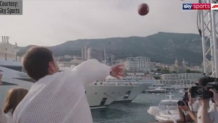 Tom Brady throws a TD to Daniel Ricciardo on a yacht in Monaco