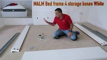 Ikea MALM Bed frame assembly with 4 storage boxes White/luröy