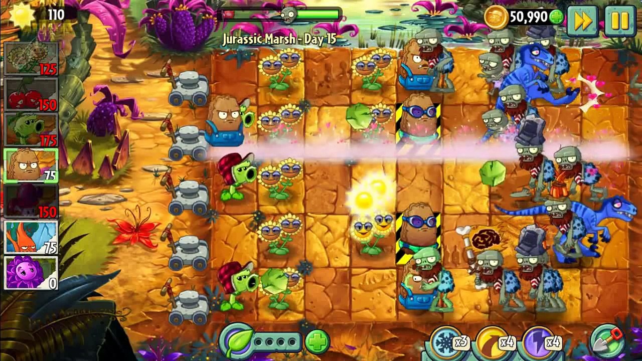 Plants vs Zombies 2 - Jurassic Marsh Day 15: Endangered Primal Wall-nut