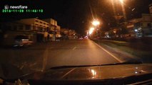 Driver amazed when meteor lights up night sky