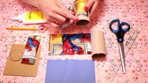 Estojo de Papel de Presente e Cola - Lembrancinha - Homen aranha e Frozen