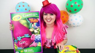 Coloring Trolls Poppy, Satin & Chenille GIANT Coloring Page Crayons | COLORING WITH KiMMi THE CLOWN