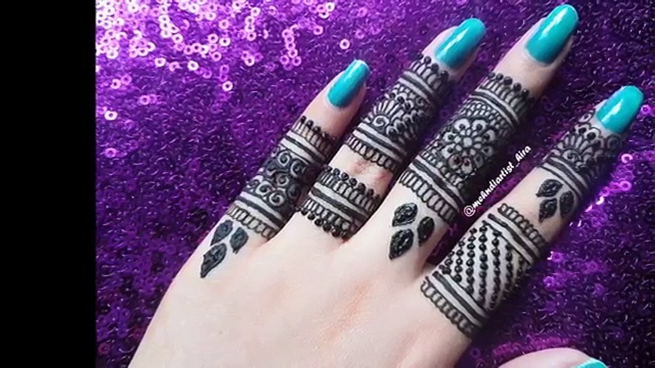 Diy Henna designs: how to apply easy new fingers mehndi designs for hands tutorial for eid,marriage