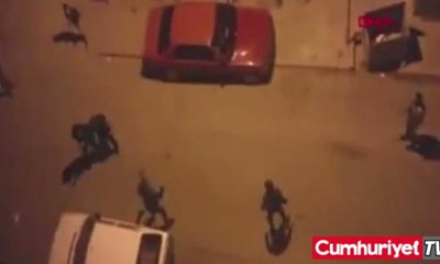 İki grubun taşlı-sopalı kavgası kamerada