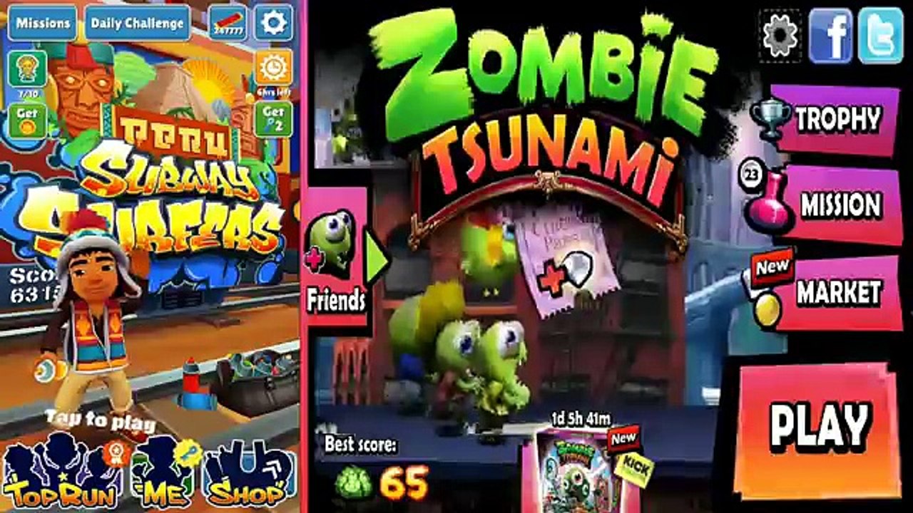 Subway Surfers Peru 2017 VS Zombie Tsunami