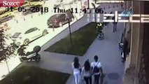 Beyoğlu'nda yürüyen kadına saldırı kamerada