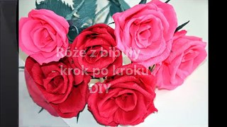 Róża z bibuły krok po kroku # Kwiaty z bibuły # Crepe paper rose DIY