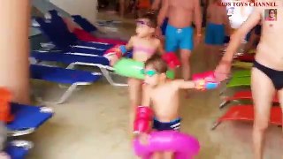 Kids playing in water park with animals, sliders. Funny Video new from KIDS TOYS CHANNEL