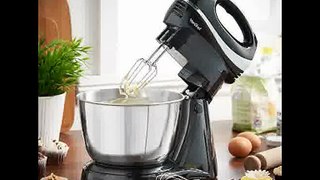 [- VonShef 2 in 1 Twin Hand and Stand Mixer, Black, 300W with 5 Speeds & Turbo Function include