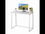[- Dripex Compact Folding Desk No Assembly Required Computer Desk Folding Hobby Craft Table (White)
