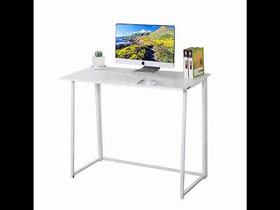 [- Dripex Compact Folding Desk No Assembly Required Computer Desk Folding Hobby Craft Table (White)