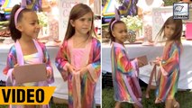 North West & Penelope Disick Twinning In Rainbow Robes At Their Bday Bash