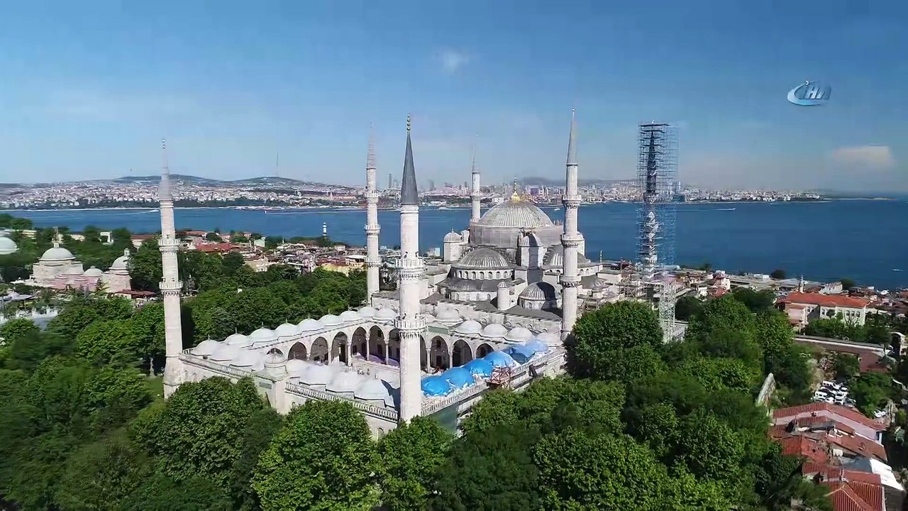 Sultanahmet Camii'nde Dev Restorasyon Havadan Görüntülendi