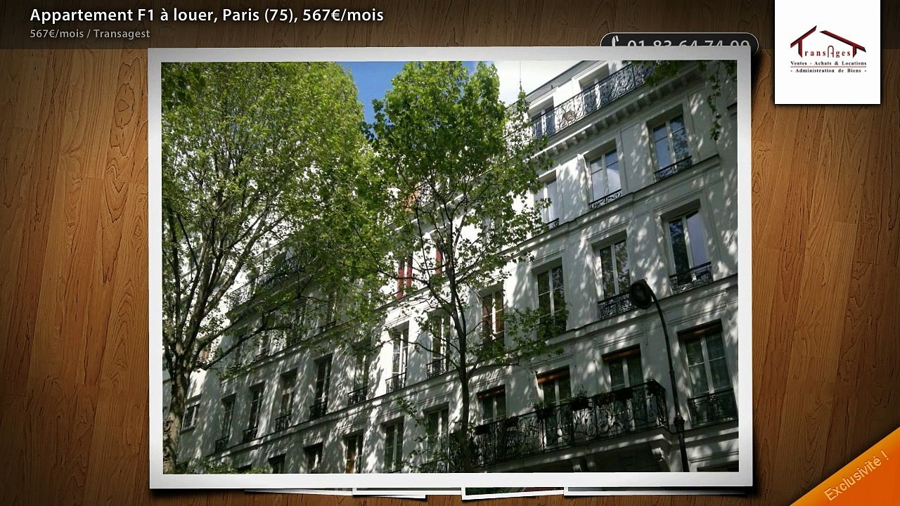 Appartement F1 à louer, Paris (75), 567€/mois
