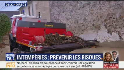 Download Video: Intempéries: à Bellot, en Seine-et-Marne, la montée des eaux a piégé un camion de pompiers