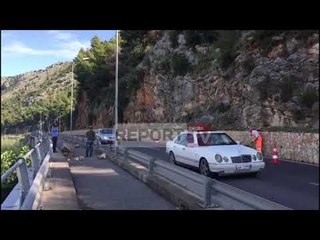 Report TV - Rrëshqitje gurësh në rrugën Lezhë-Shëngjin, goditet autobusi, lëndohen dy gra