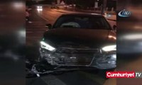 Kağıthane'de taksi sürücüsü otomobile çarptı