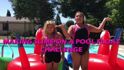 SWIMMING POOL SLIME CHALLENGE - MAKING SLIME ON A  GIANT FLOATY