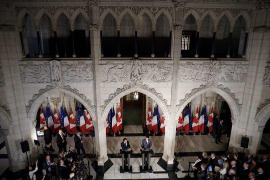 Conférence de presse conjointe d'Emmanuel Macron et de Justin Trudeau, Premier ministre du Canada