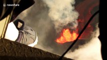 Terrifying lava fountain in Hawaii's Kilauea captured from doors-off helicopter