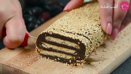 طريقة عمل قالب التمر بالبسكويت