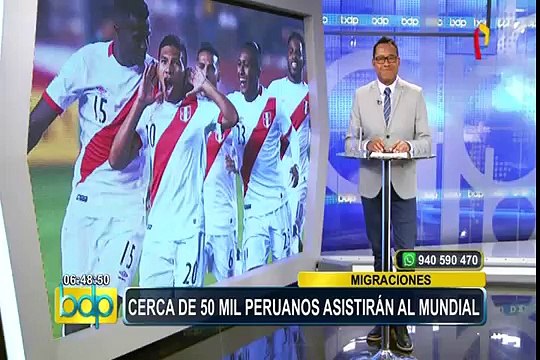Migraciones: cerca de 50 mil peruanos viajarán al Mundial de Rusia