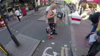 Cyclist vs STUPID pedestrians