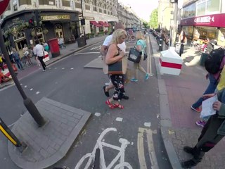 Cyclist vs STUPID pedestrians