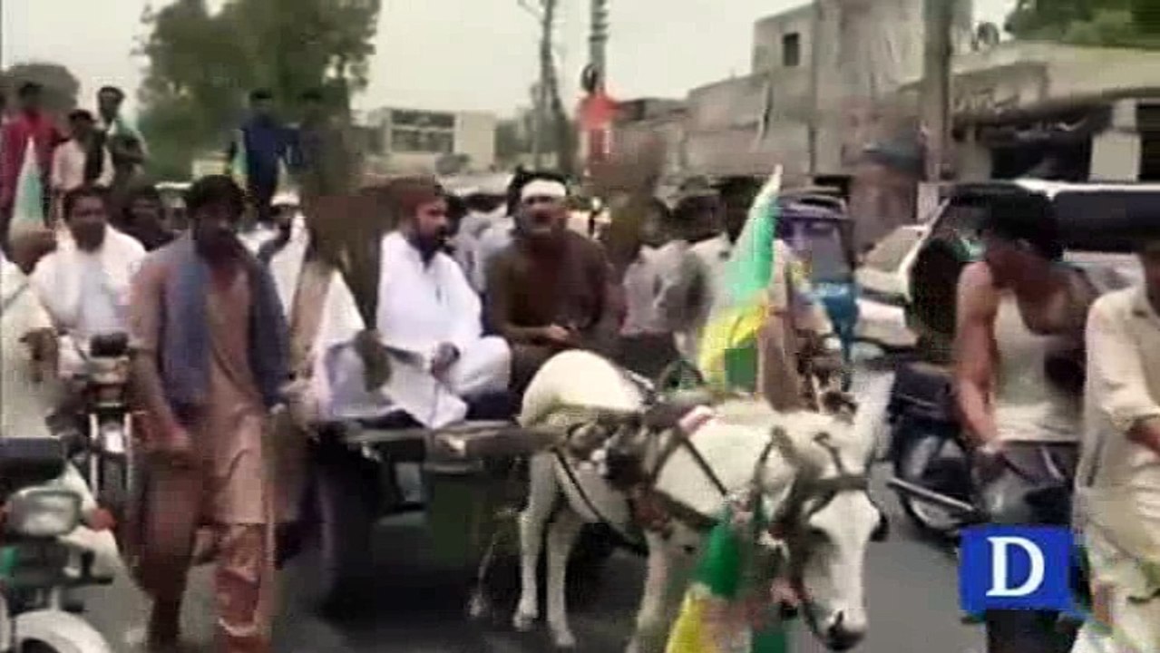 Jamshed Dasti gadha gari per sawar kagzat e namzadgi jama karwanay pohanchay