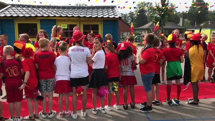 Thibaut Courtois et Romelu Lukaku à la GO Basisschool Klim Op Zandbergen