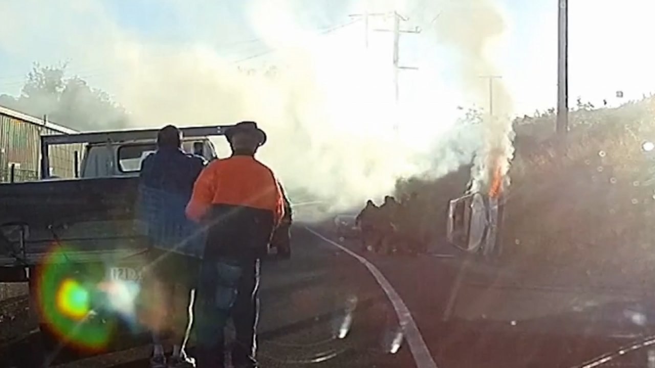 Watch Brave Police Officers Kick Windshield Of Burning Car And Save 73-Year-Old Man's Life