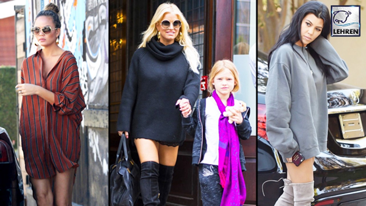 Celeb Moms Go Out & About In Just Tops, No Bottoms