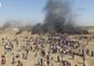 Drone Video Shows Burning Tires as Protesters Gather at Gaza Borders