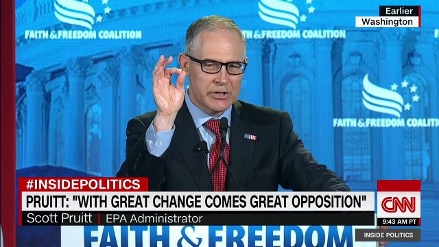 Pruitt interrupted by protester holding lotion