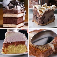 Four deliciously simple ice cream cake recipes! FULL RECIPES: https://tasty.co/compilation/4-amazing-ice-cream-cakesTake our survey about your groceries habi