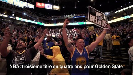 Les fans des Warriors fêtent le titre de champions NBA