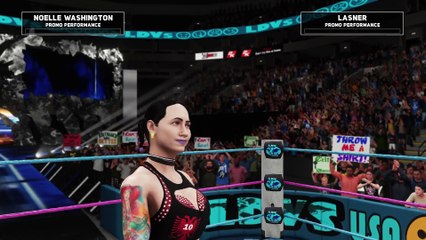 Lasner gets a promo for the second time untill Noelle Washington interupts her.