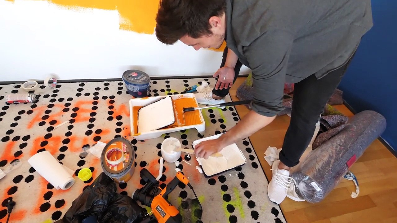 Ich streiche mit der Sprühpistole mein Zimmer (totaler Reinfall)