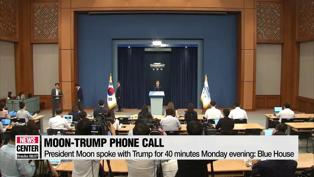 President Moon talks on the phone with President Trump for 40 minutes ahead of the Singapore summit: Blue House
