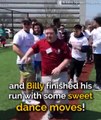 Billy, a boy with Down syndrome, celebrates hitting a home run with the sweetest dance moves! Feel free to pass this on 