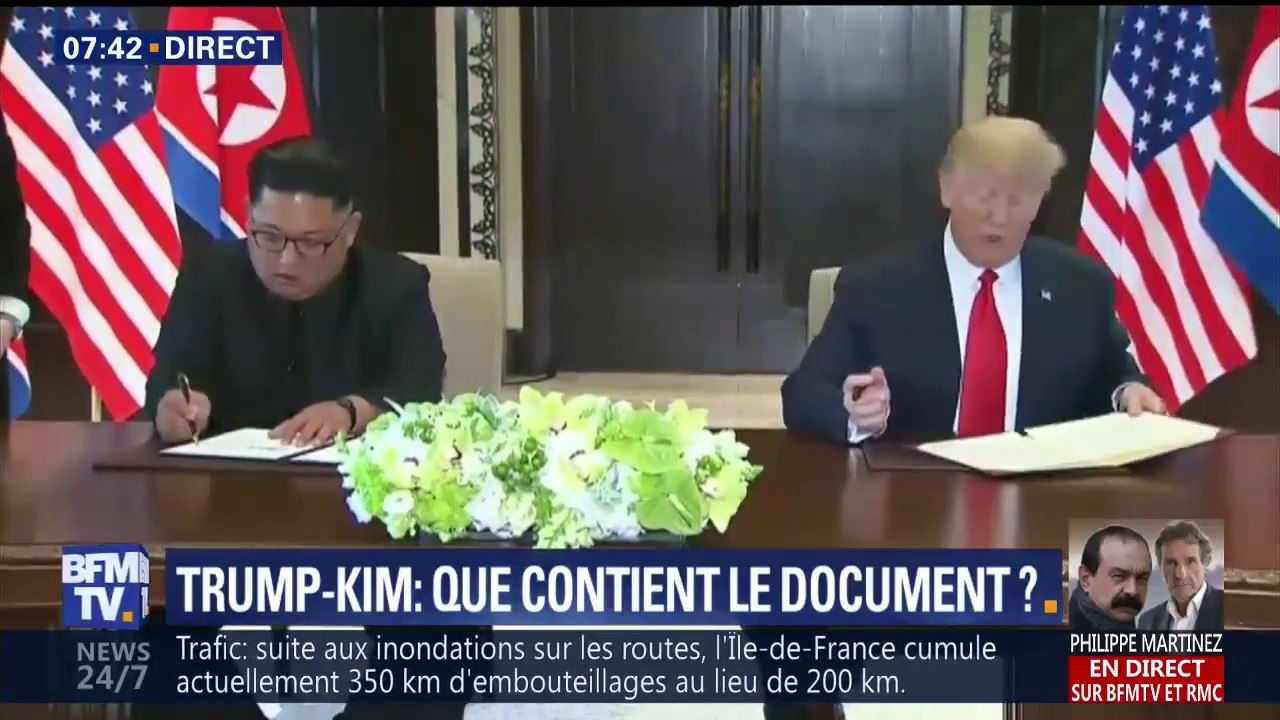 À Singapour, Donald Trump et Kim Jong-Un signent une lettre "très exhaustive"